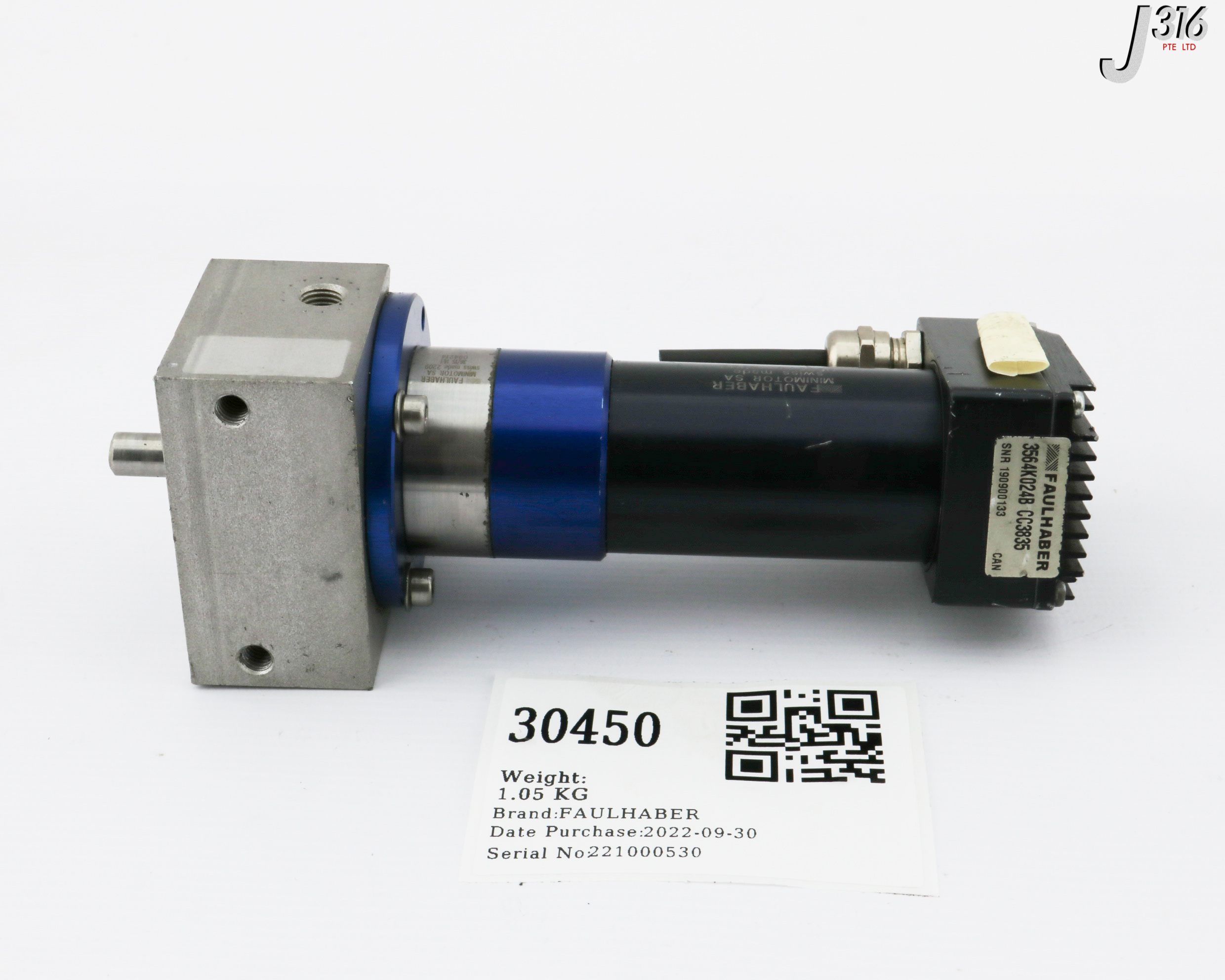 30450 FAULHABER BRUSHLESS DC-SERVOMOTOR W/ PLANETARY GEARHEAD 38/1S 14: ...